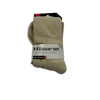 Fits USA Men's shoe size 9-12.5 New in package - Contains one pair Underarmour Heatgear Boot Socks (Size L - 9-12.5)