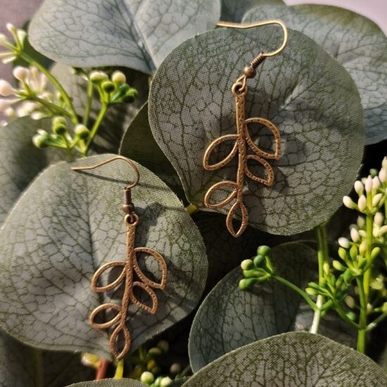 Antique Bronze Tone Leaf Earrings